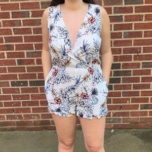 White floral patterned romper